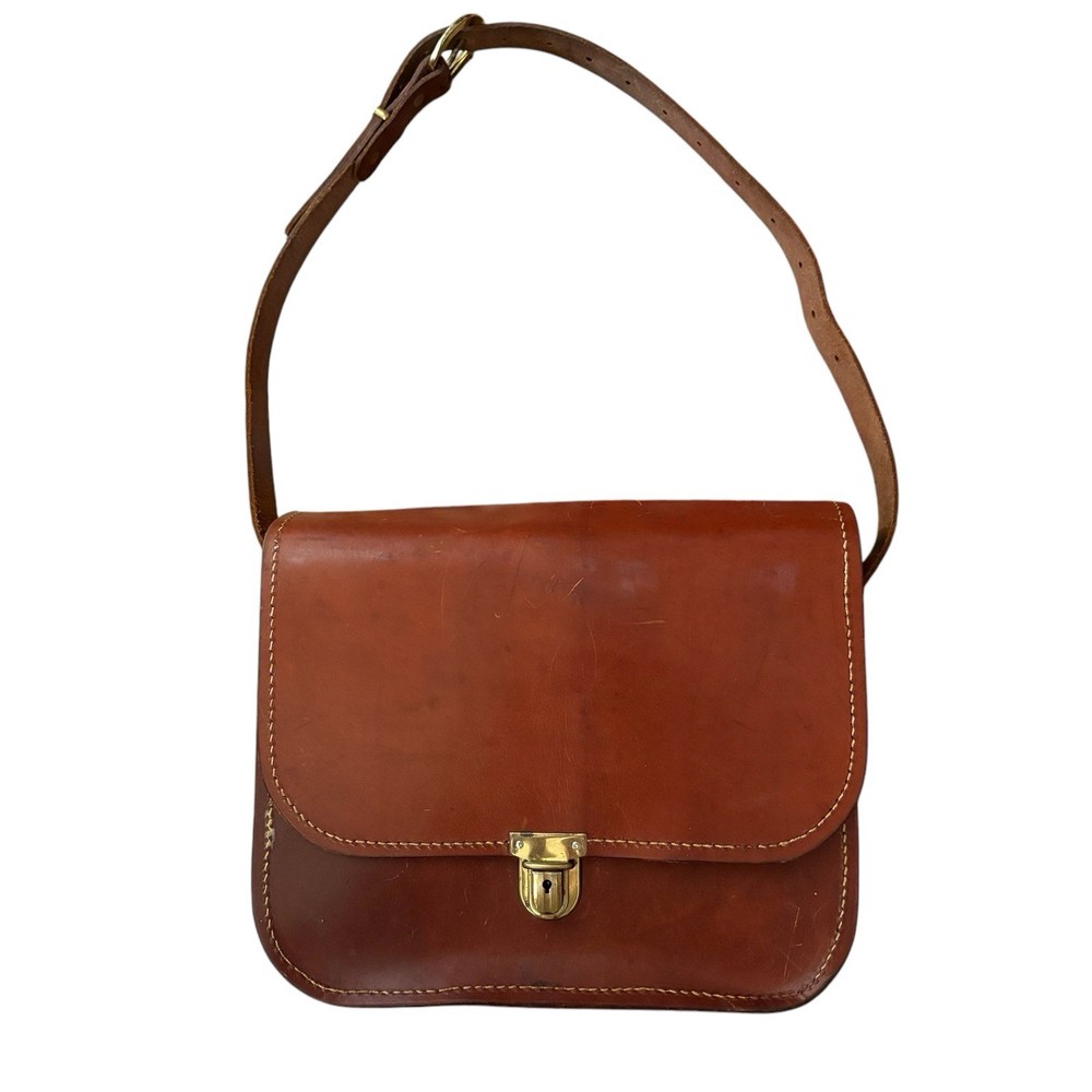 Vintage EDDIE BAUER Messenger Bag COWHIDE Thick Leather SADDLE Bag Leather Bike