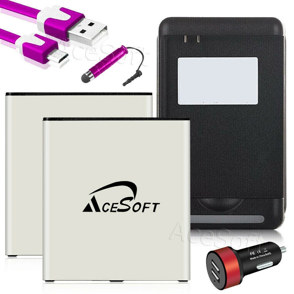 2x 3700mAh Battery Car Charger Stylus Cable for AT&T Samsung Galaxy J3 SM-J320A