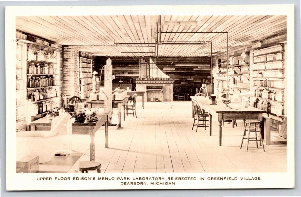 RPPC~Upper Floor Edisons Monlo Park Lab Greenfield Village~Real Photo Postcard