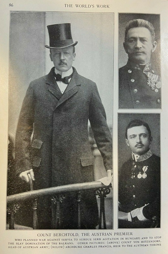 1914 Vintage Magazine Illustration Austrian Premier Count Berchtold