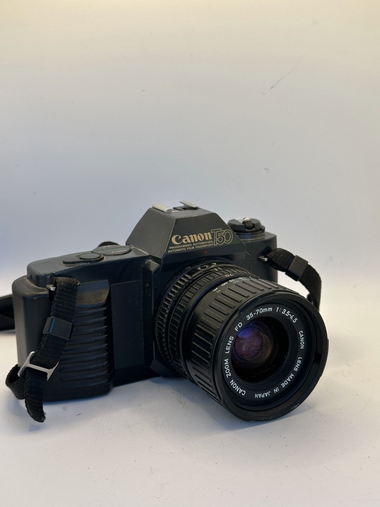 Canon T50 35mm SLR Film Camera Programmed Automation Black w/ 35-70mm 1:3.5-4.5