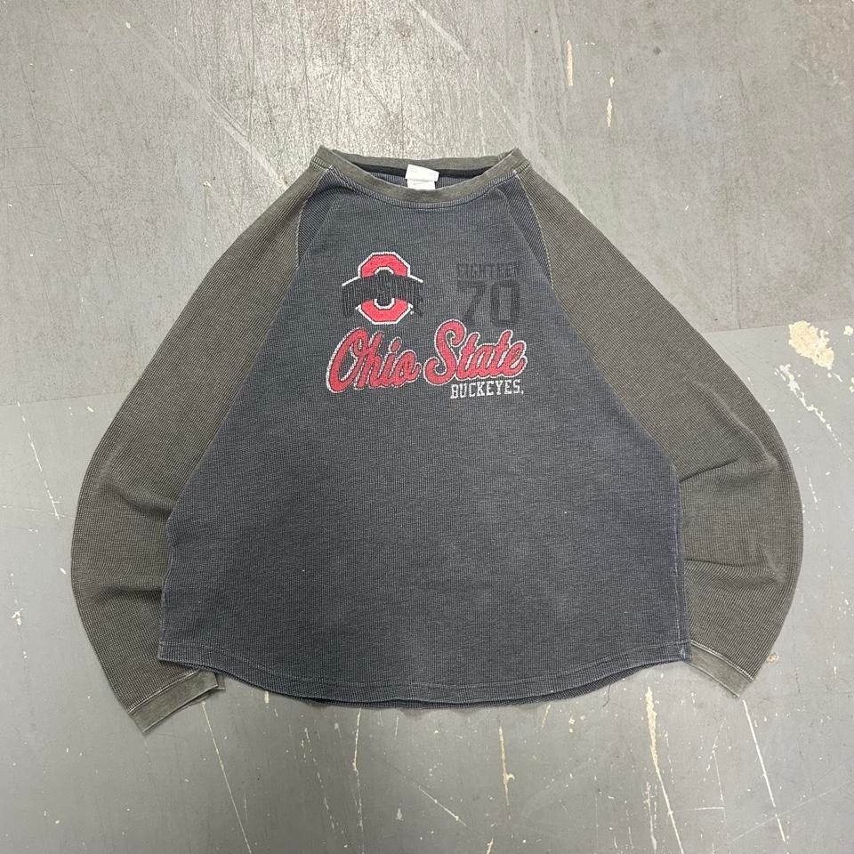 Ohio State Buckeyes Vintage Y2K Pro Edge Two Tone Grey Waffle Knit Thermal