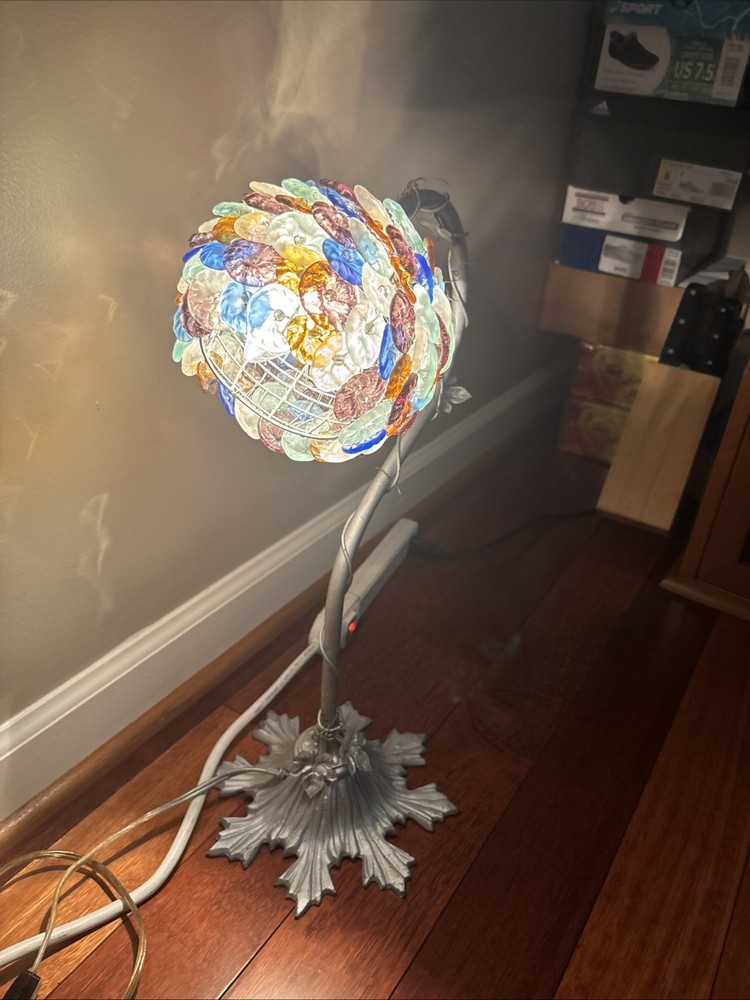 Antique Floral Lamp w/ Murano Glass Flower Shade 20