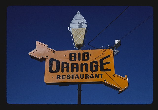 Clarksville Tennessee 1979 Big Orange Restaurant Ice Cream Sign Rt 41A