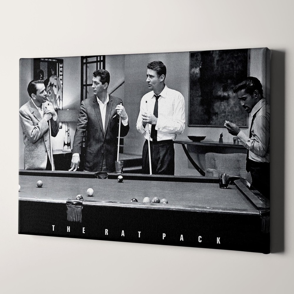 The Rat Pack Playing Pool in Ocean's 11 Canvas Wall Art Print