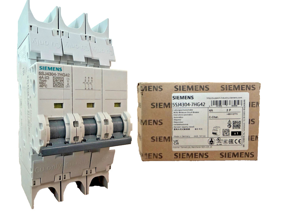 Siemens SENTRON 5SJ4304-7HG42 Miniature Circuit Breaker | 4A, 3-Pole