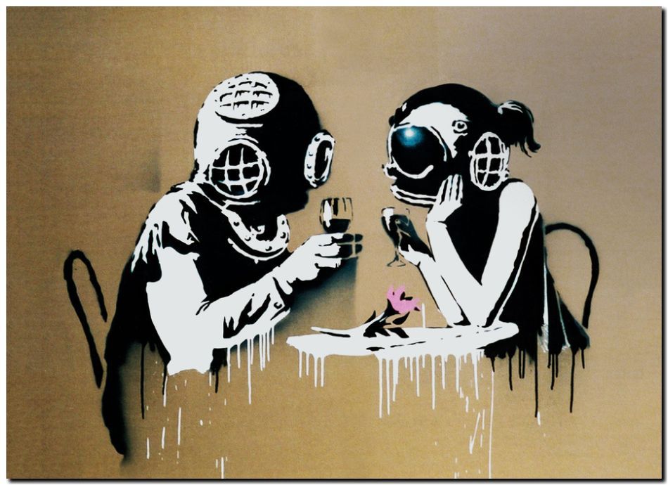 BANKSY STREET ART *FRAMED* CANVAS PRINT Think Tank 18x12