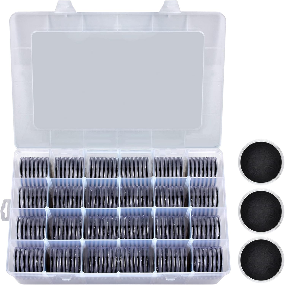 168-Piece Coin Capsule Set with Foam Gasket and Organizer Box, 6 Sizes