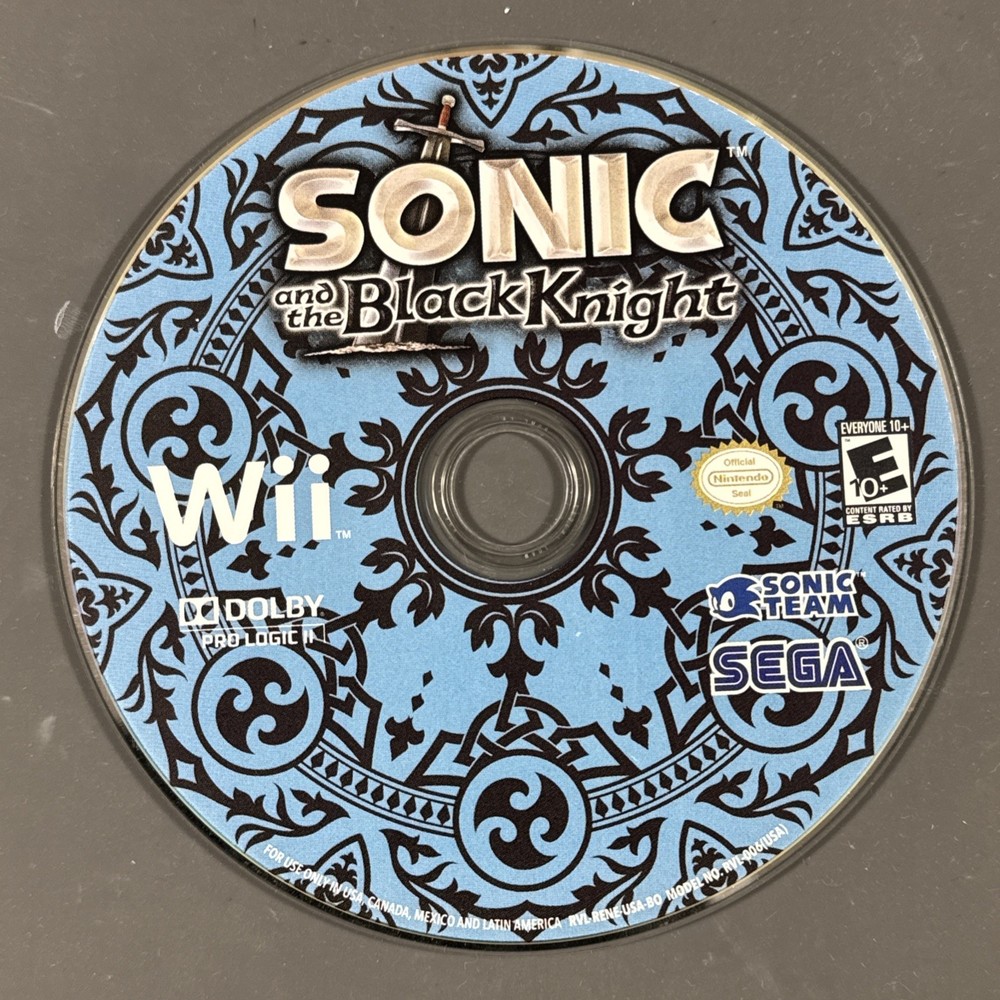 Sonic and the Black Knight Nintendo Wii Game Disc Only Tested