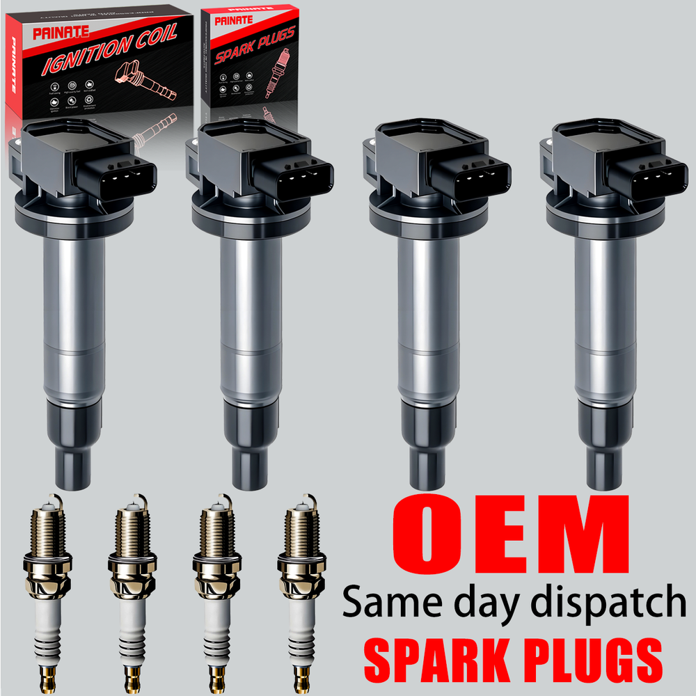 4X OEM Ignition Coil & Iridium Spark Plug For Toyota Echo Prius Yaris 1.5L UF316