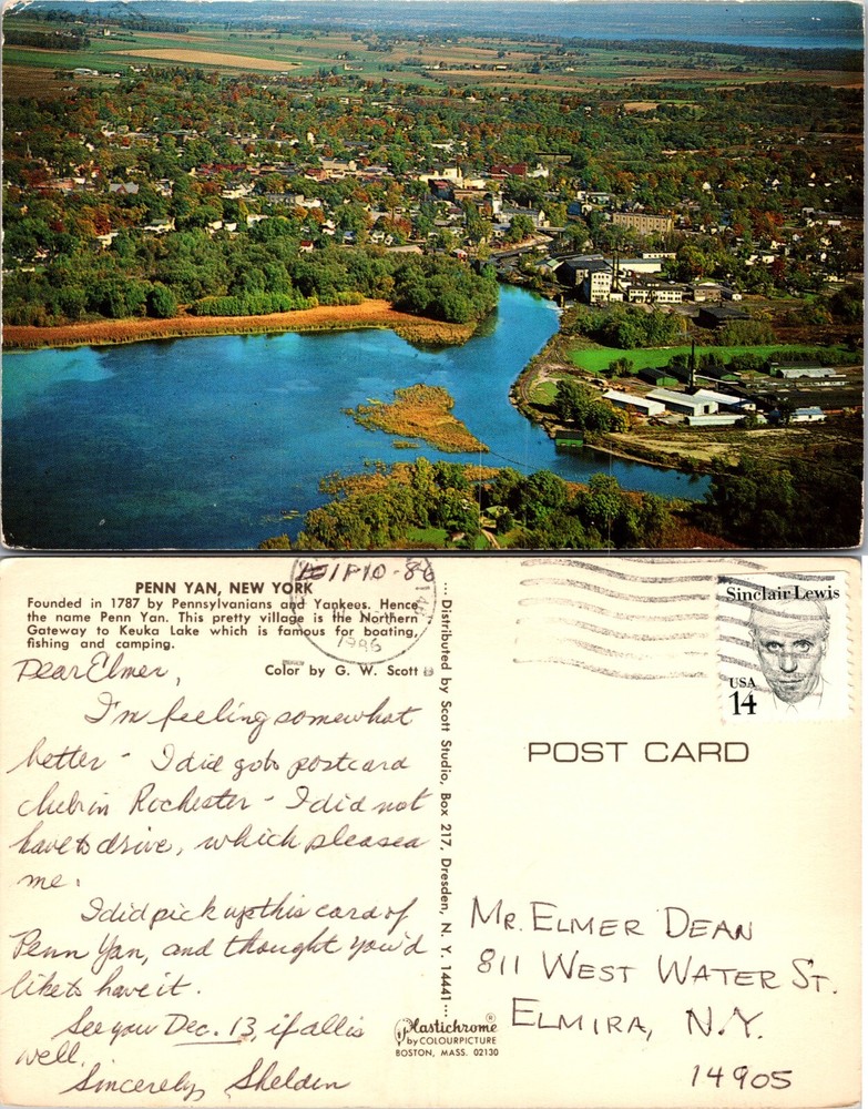 Penn Yan Aerial View New York NY Postcard
