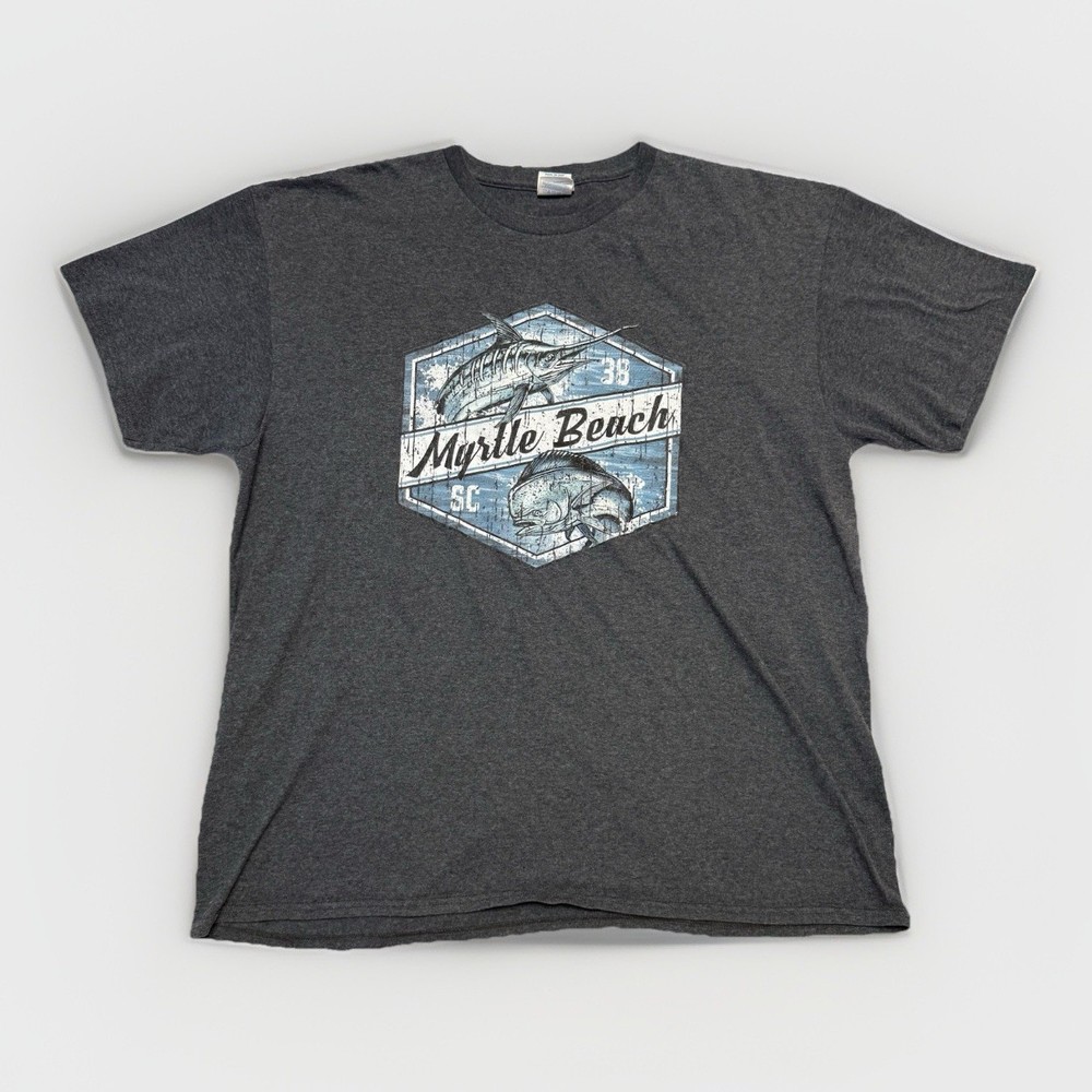 Mens Size XL Gray, Short-Sleeve T-Shirt Graphic Myrtle Beach, South Carolina