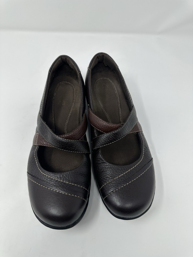 Clarks Bendables Women Size 8.5 M Brown Leather Mary Jane Flats