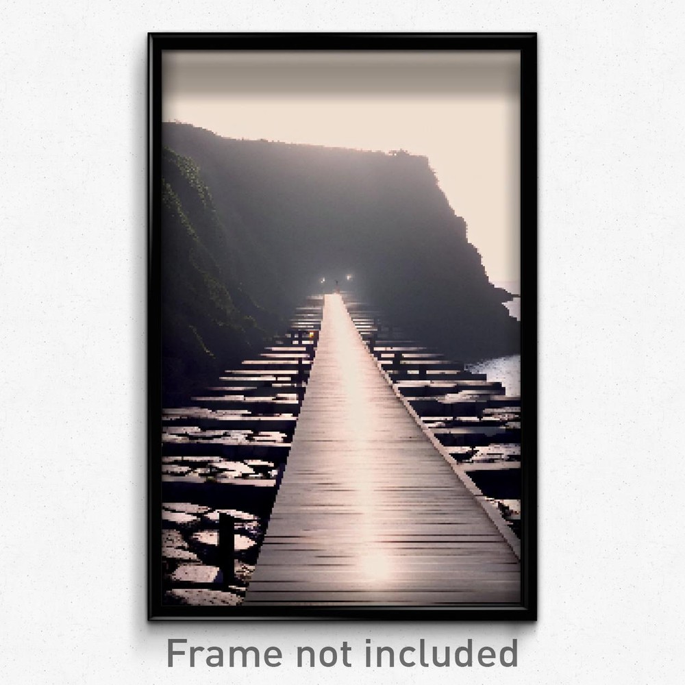 Pixel Art Poster - Attractive Causeway (8 Bit Psychedelic Video Game Print)