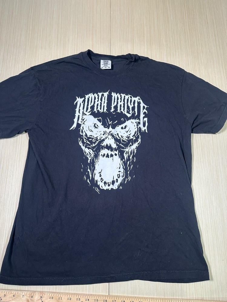 Comfort Colors T-Shirt Mens XL Black Cotton Graphic Skull Crew Neck Pullover
