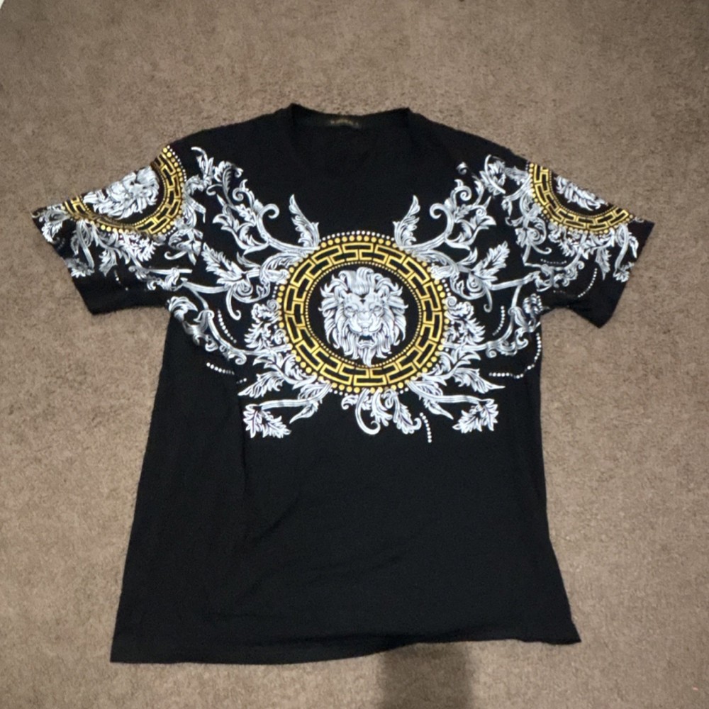TA FASHION Men's Black Graphic Short Sleeve Crew Neck T-Shirt Size XL