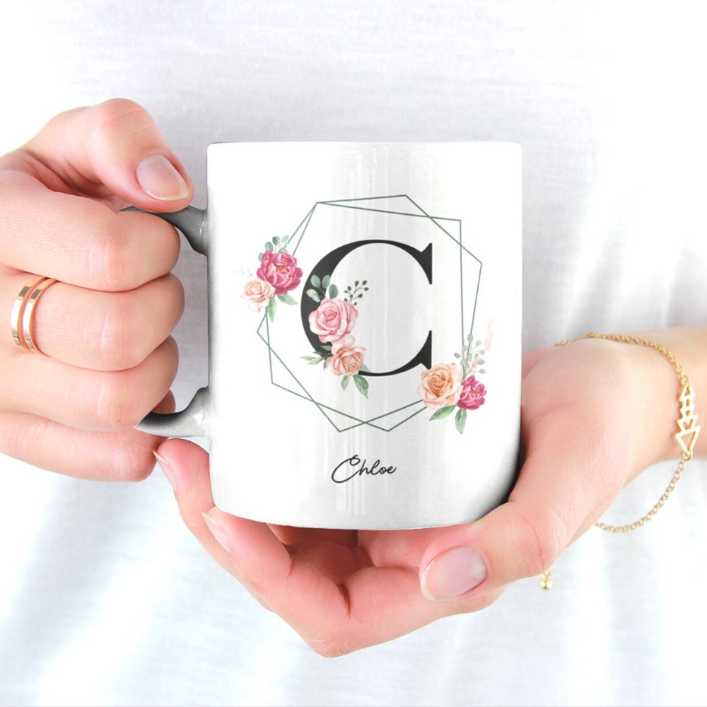 Monogram Initial Name Personalized Mug & Coaster Custom Wedding Favors Weddi