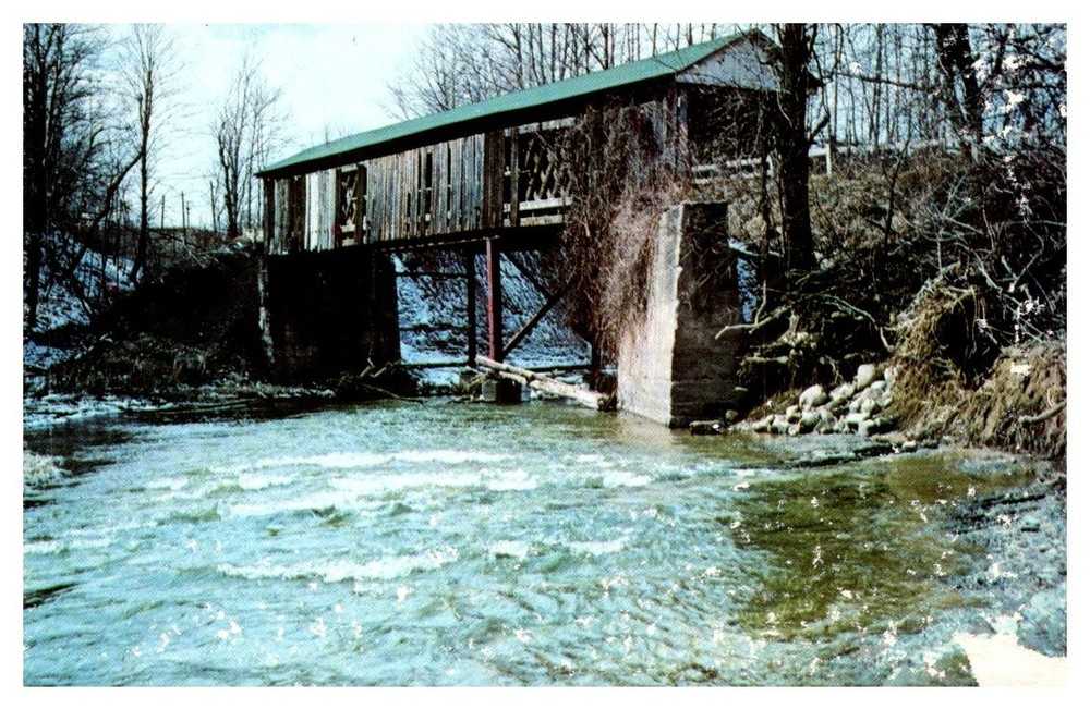 1950s Covered Bridge #5 At Creek Road Ashtabula County Ohio Vintage Postcard