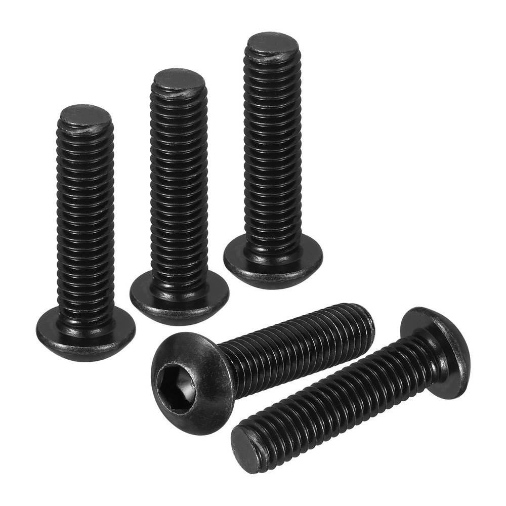 M6-1x25mm Button Head Socket Cap Screws 25Pack Carbon Steel Black