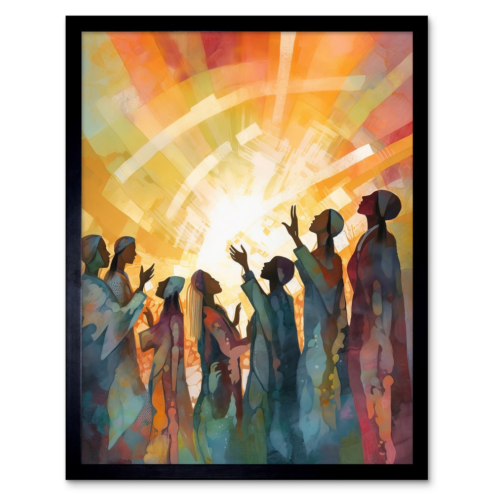 Sunrise Gospel Choir Framed Wall Art Abstract Hymn Singers Print 12x16