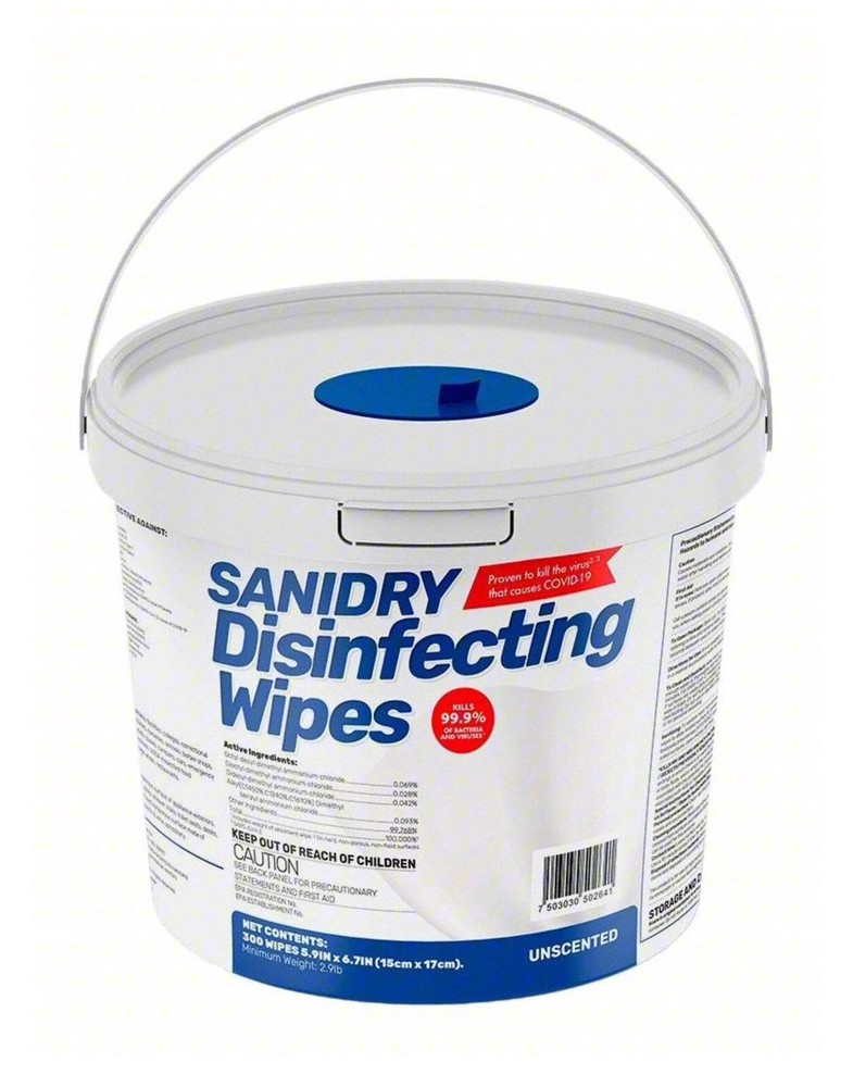 Sanidry 300 Count Disinfecting Wipes In Bucket