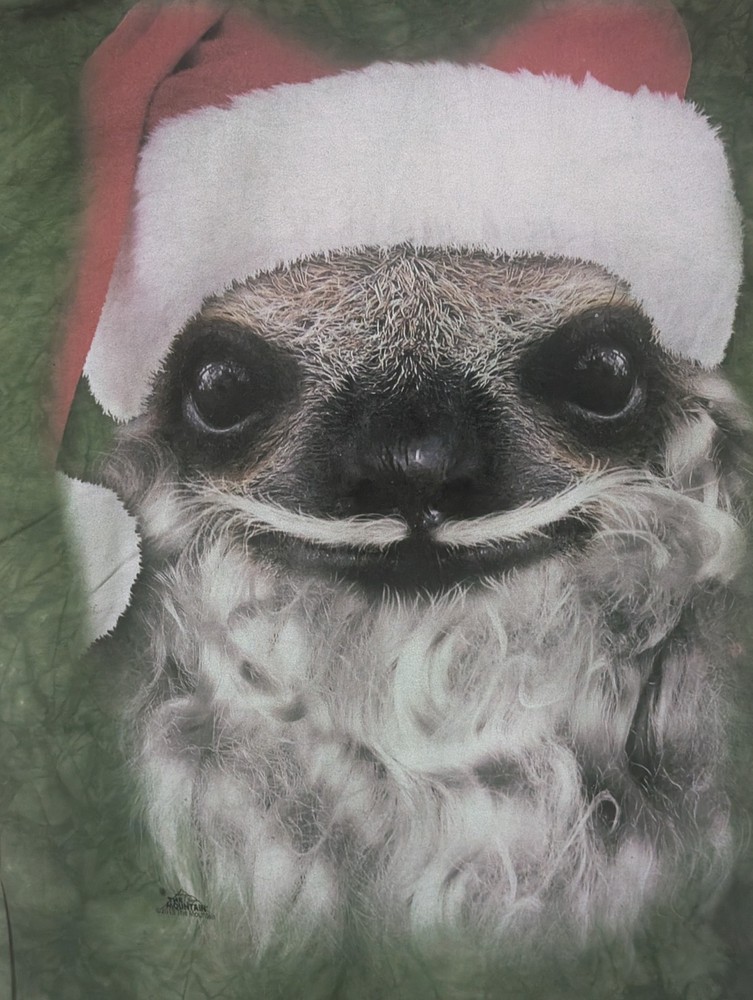 The Mountain Mens T-shirt Vintage Green Santa Sloth Quail Hollow XL Tall #6293