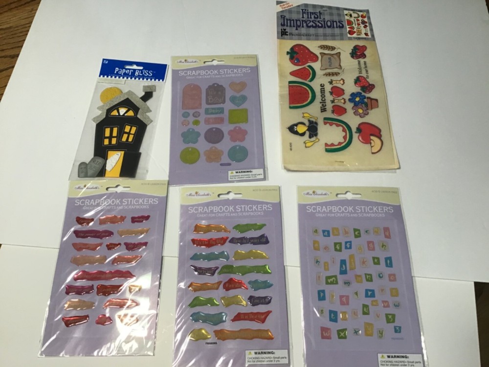 Lot 6 Scrapbooking Stickers Crafts Hobby 5 Acid Free 1 Vintage Rub On Transfers-image