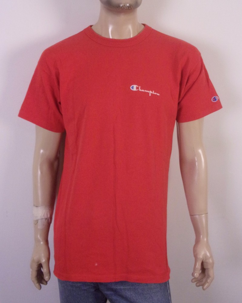 vintage 80s Champion single stitch USA T-Shirt Spell Out Logo Red SZ L