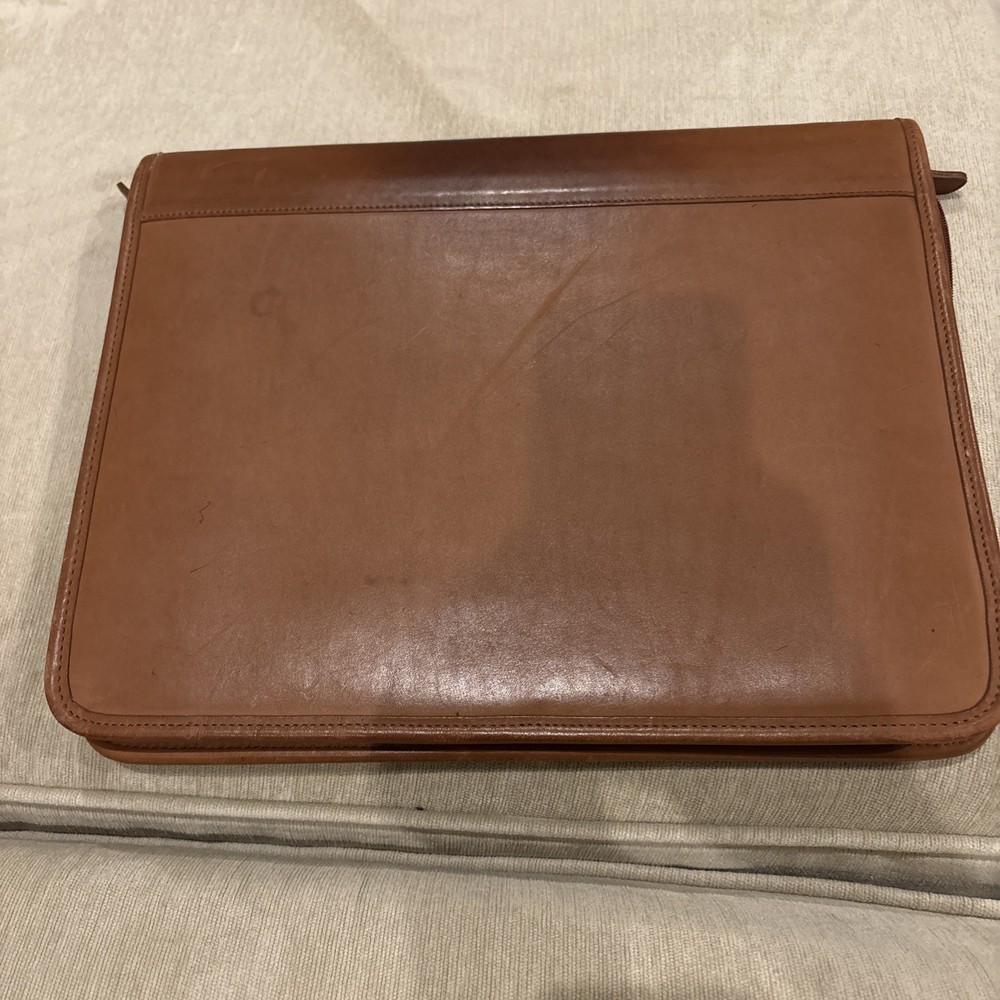 Vintage Coach Portfolio Organizer, Brown Leather Coach Portfolio Zipper Closure