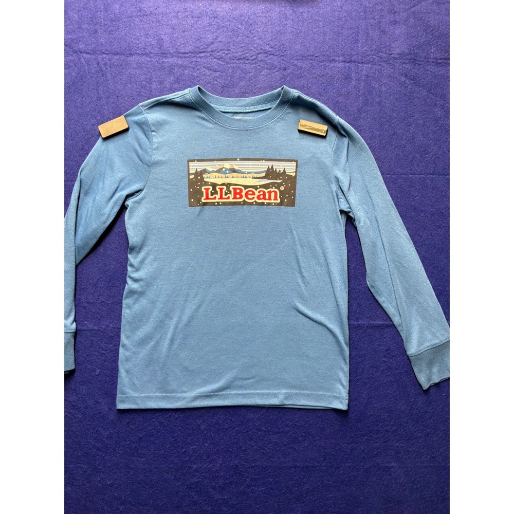 Gorpcore Kids LL Bean Graphic Long Sleeve Tee M 10-12 Blue