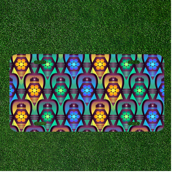 Create Your Unique Custom Car License Plate with a Vibrant Bright Blue Pattern Background for a Personalized Touch
