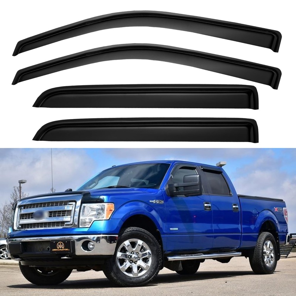 Window Rain Guards for 2009-2014 Ford F150 SuperCrew Cab, Window Vent Wind De...
