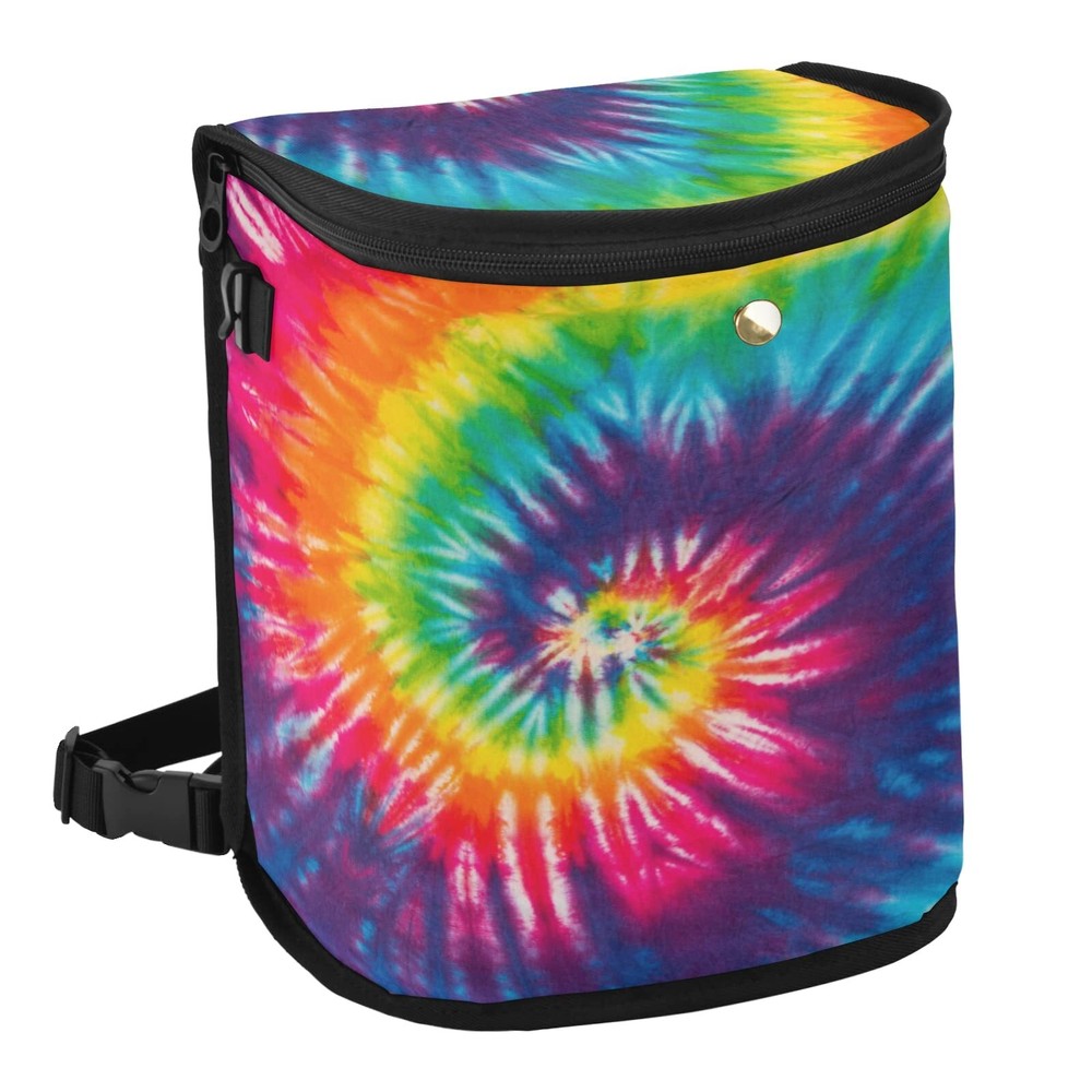 Swirl Rainbow Car Trash Can with Lid Tie Dye Car Garbage Cans Collapsible Por...