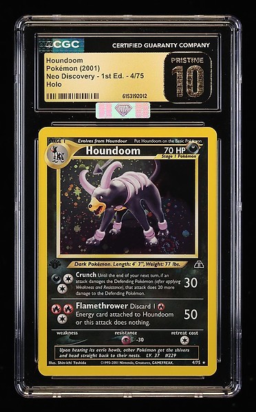 Pokemon 1st Ed Neo Discovery  Houndoom Holo CGC PRISTINE 10 Pop 1/MBA SilverRCH IS ACCEPTING CONSIGNMENTS! UP TO 95% PAYOUTS!