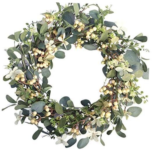 20in Artificial Eucalyptus Berry Wreath with Green Leaves