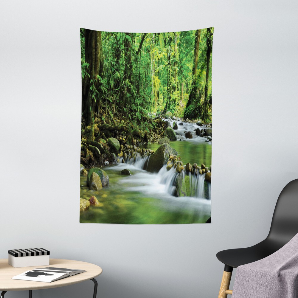 Forest Tapestry Tropic Mountain Stream Print Wall Hanging Decor