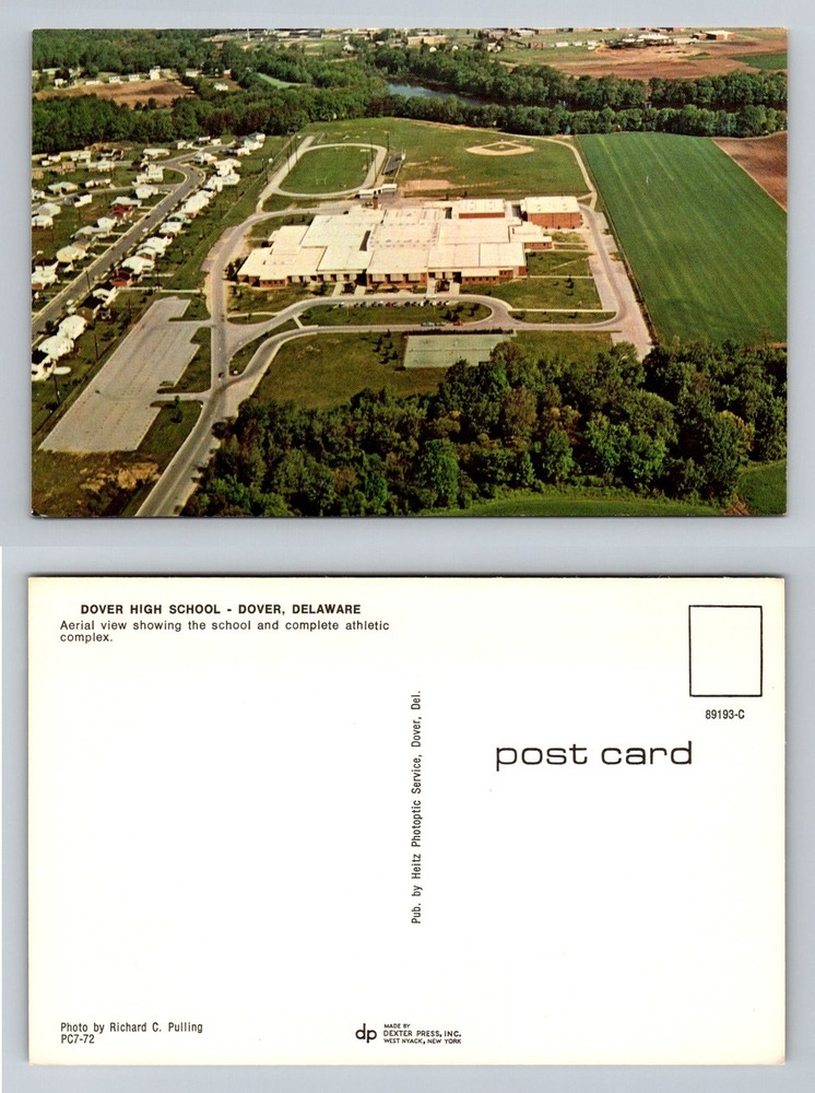 Dover, DE, Aerial View of Dover High School Athletic Complex, Vintage Postcard