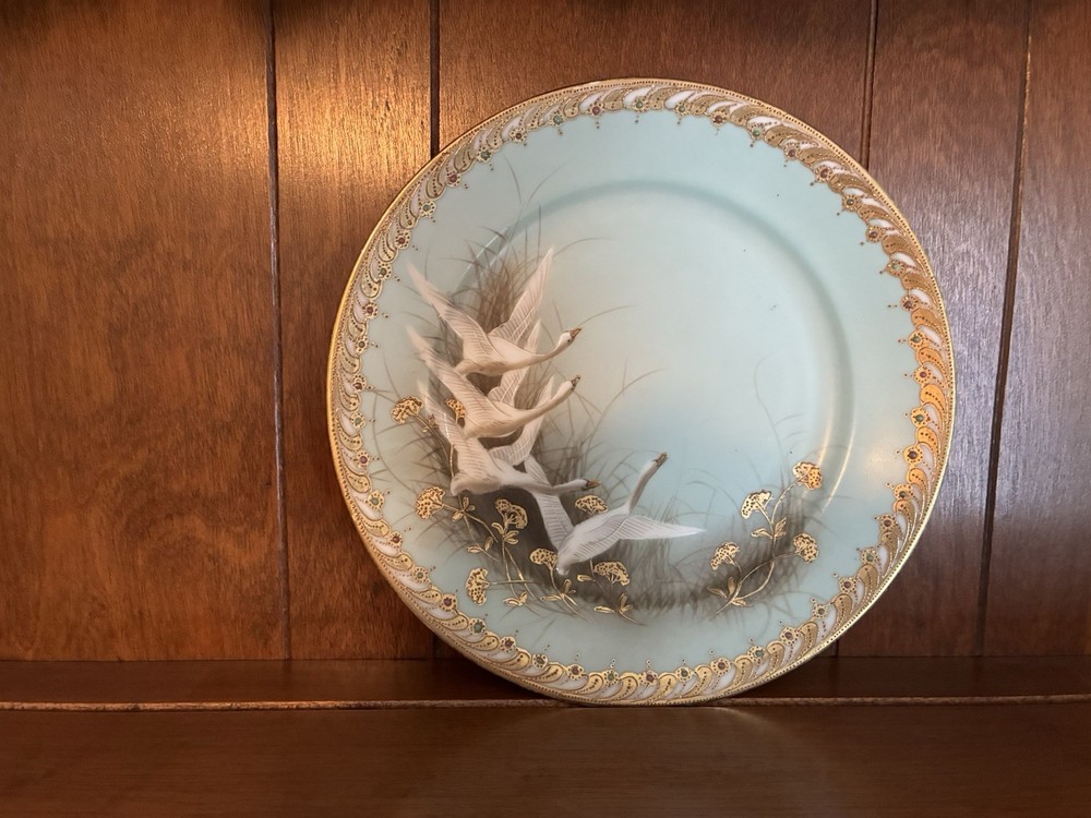 Flying Geese 7 1/2” Luncheon Plate; Nippon Hand Painted.