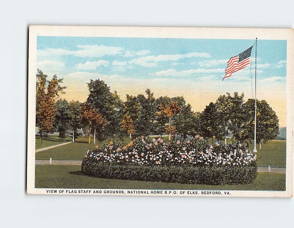 Postcard View of Flag Staff & Grounds National home BPO of Elks Bedford Virginia