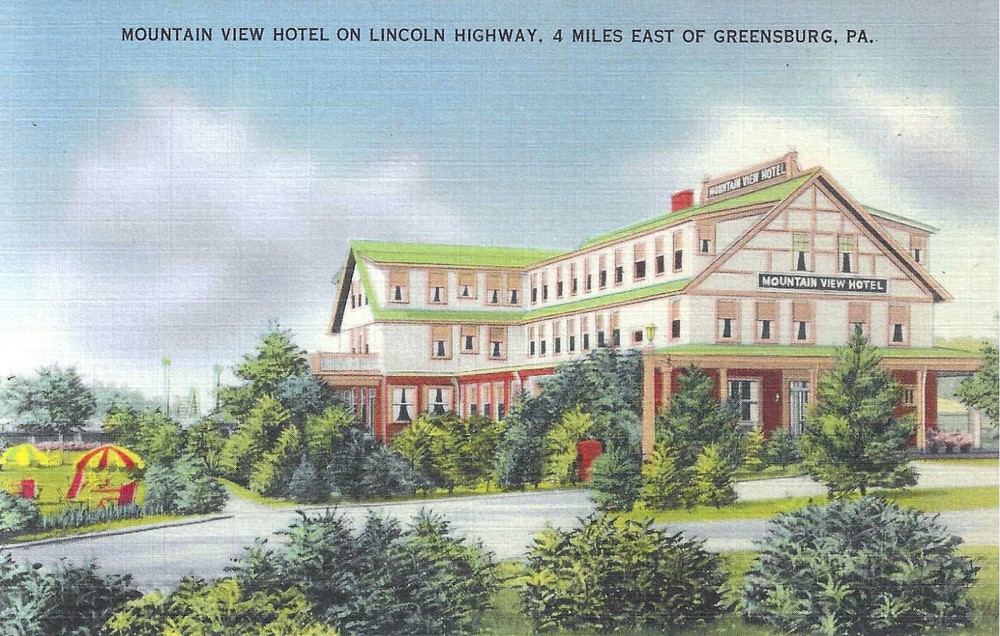 c1940s Greensburg Pennsylvania PA ~ Mountain View Hotel ~ Vintage Postcard UNP