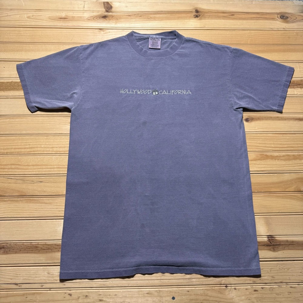 Vintage 90s Hollywood California Embroidered Souvenir T-Shirt USA Made - Large