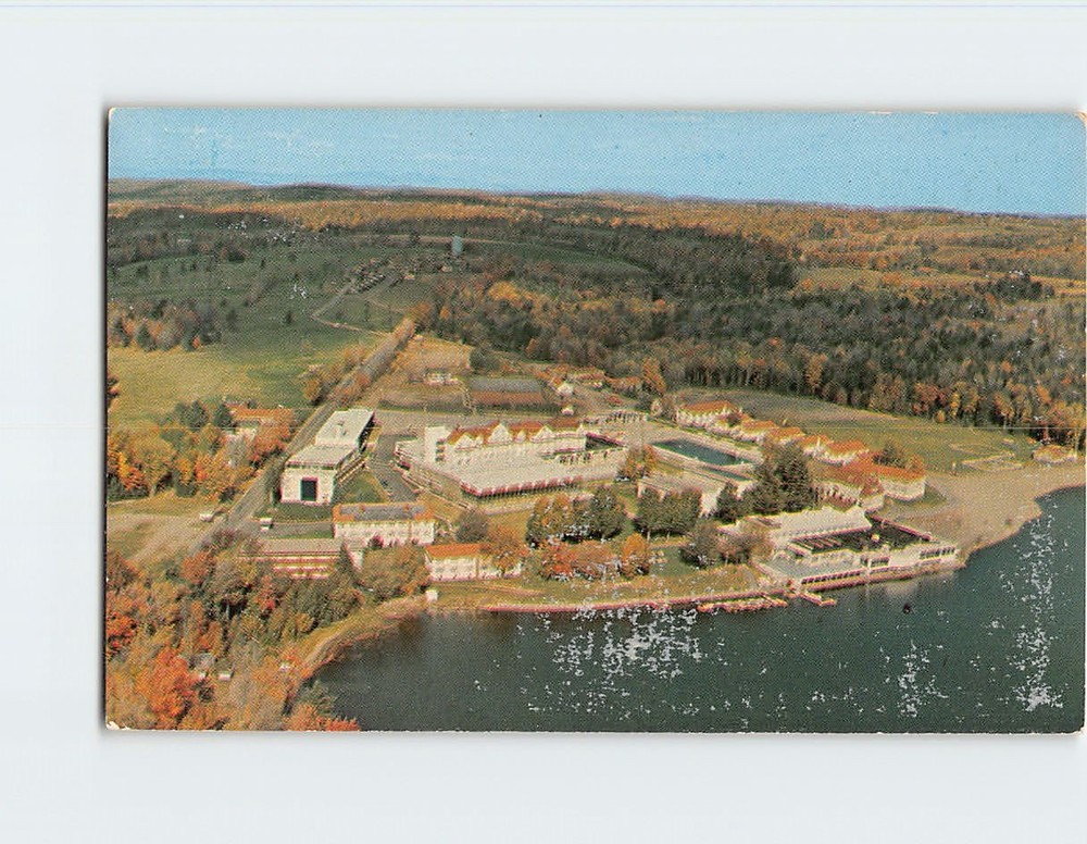 Postcard Aerial View Laurels Hotel & Country Club on Sackett Lake Monticello NY