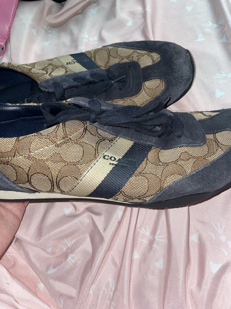 Coach Vintage Sneakers Suede Blue and Brown Women's Size 8