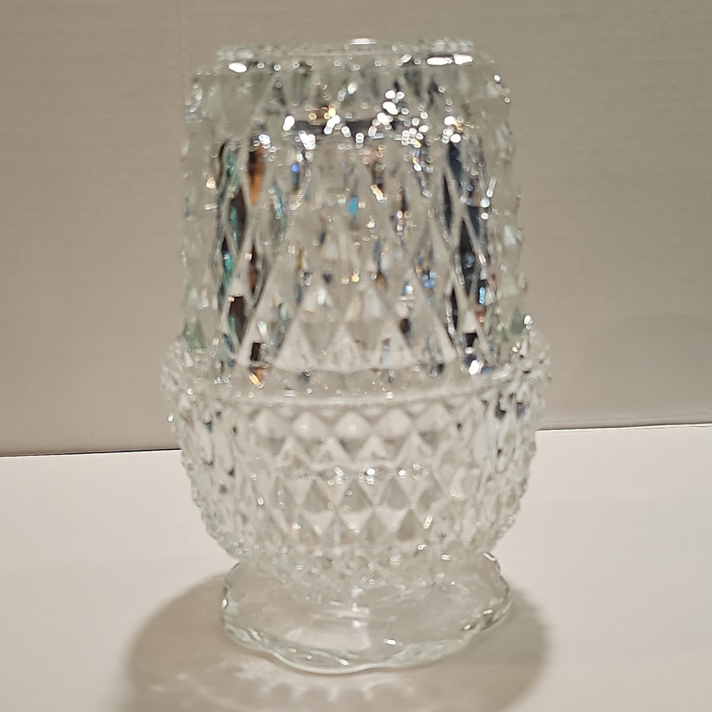 Vintage Indiana Glass Clear Diamond Point Fairy Lamp
