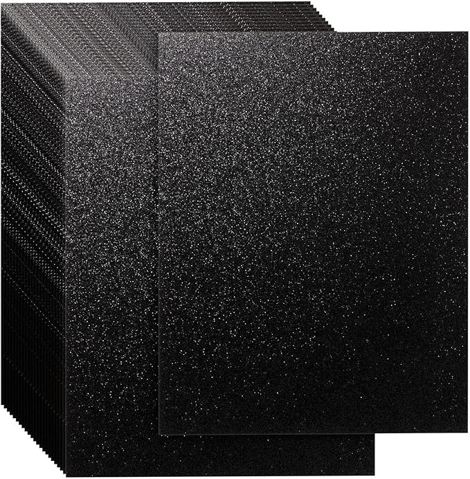 24 Black Glitter Cardstock Sheets 8.5x11 for Arts & Crafts