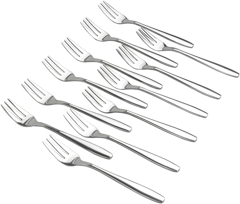 12-Piece Tasting Forks, 6 Inch Stainless Steel 3-Tine Forks