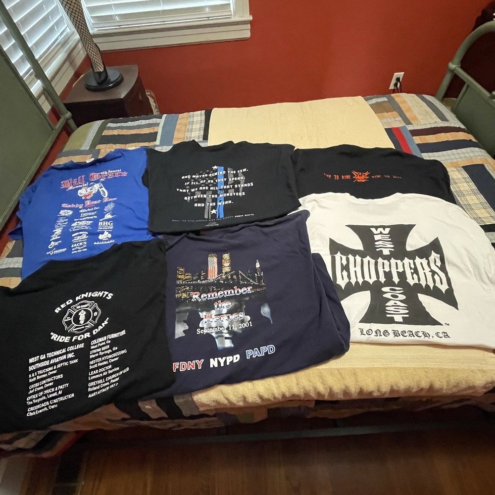 Six Vintage West Coast Choppers Motorcycle T Shirt Lot 3XL Tee Bike Rallys 9/11