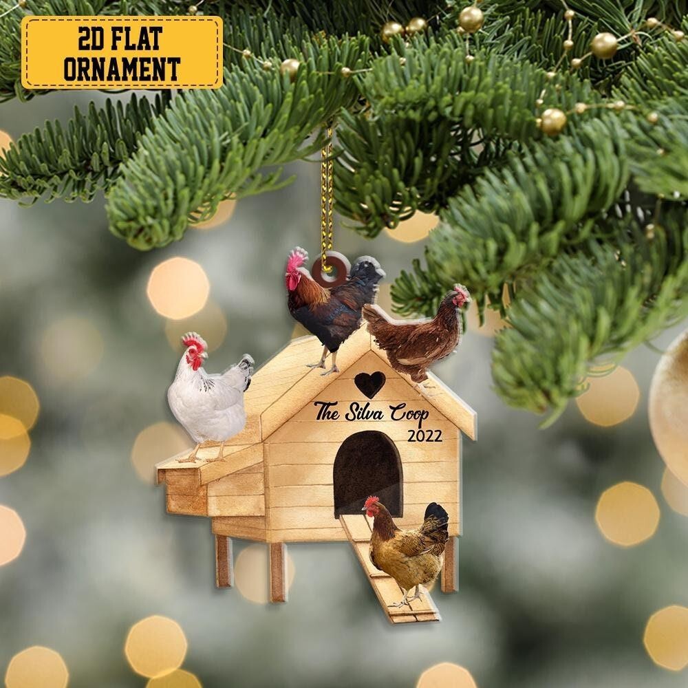 Personalized Chicken Coop Ornament With Name  Christmas Chic