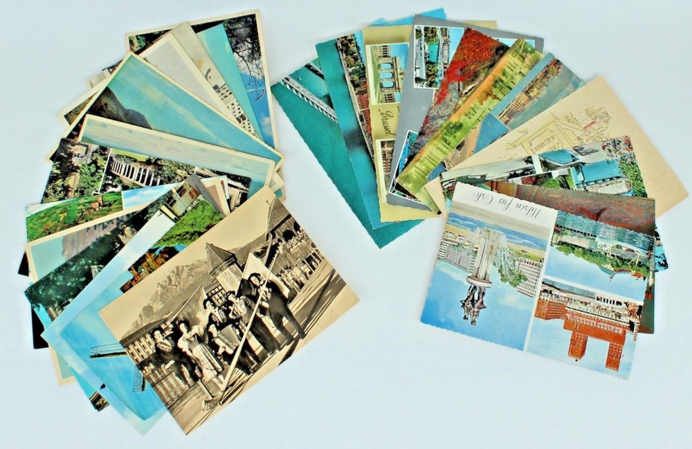 Lot of 24 Used & Unused Vintage Postcards from Europe 1960s
