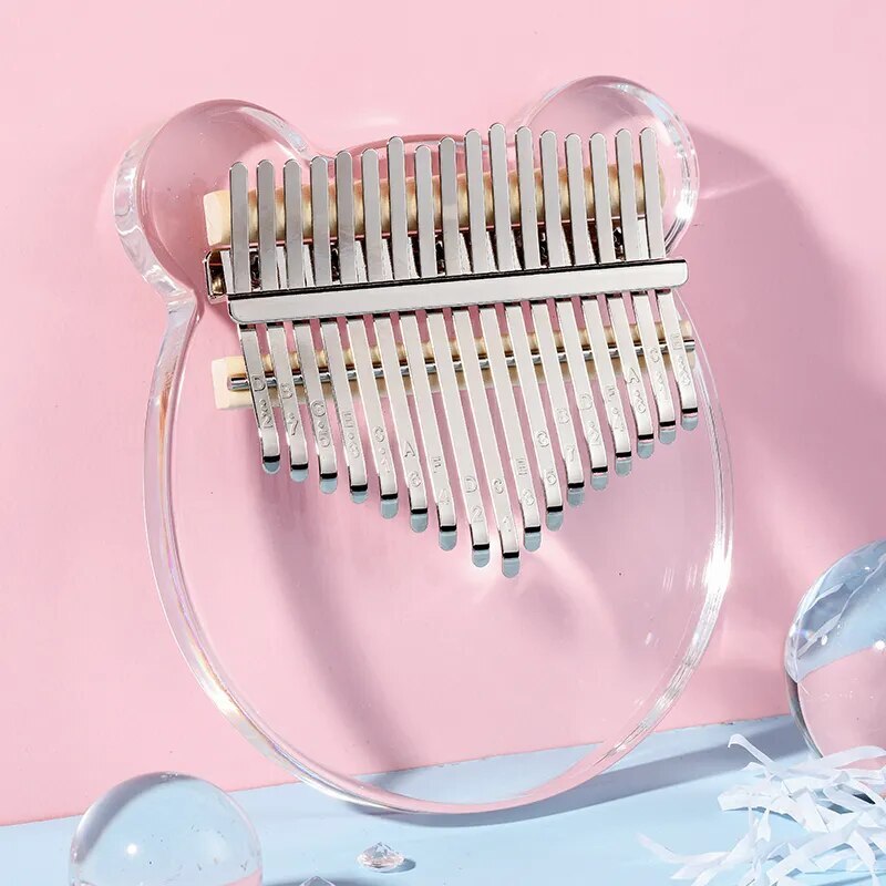 100% New Thumb Piano with Case 17Keys Acrylic Kalimba 21 Keys Flat Crystal Clear